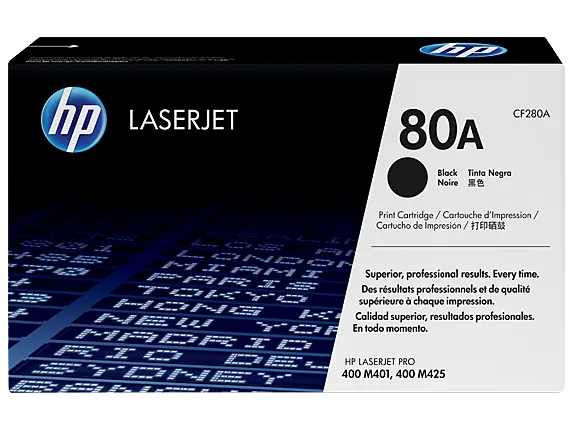HP CF280A 80A Black original toner product packaging
