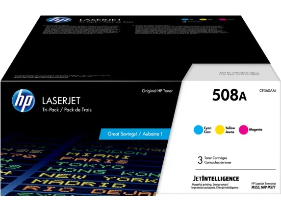 HP CF361/2/3A (CMY) original toner product packaging